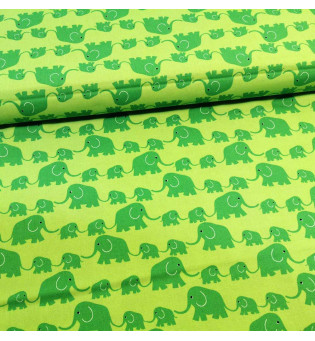 Druckstoff Elefanten grün