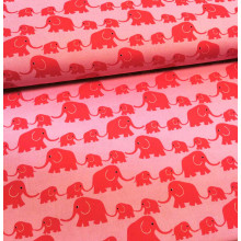 Druckstoff Elefanten rosa-rot