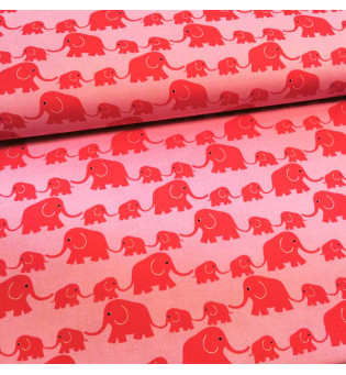 Druckstoff Elefanten rosa-rot
