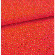 Druckstoff Punkte rot/blau-gelb