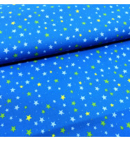Druckstoff Sterne blau/bunt