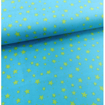 Druckstoff Sterne blau/grün