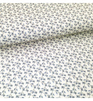 Reststück 52 cm Druckstoff Versailles Blätter ecru-blau