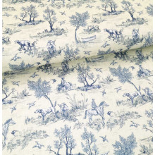 Druckstoff Versailles Toile de Jouy ecru-blau