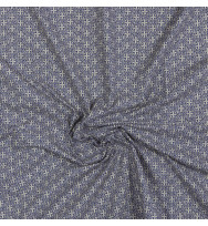 Reststück 40 cm Popeline Ornamente blau