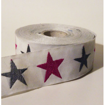 Webband Am Meer - Stars grau/pink
