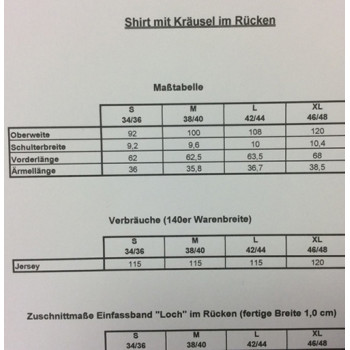 Schnittmuster Shirt mit Kräuselrücken