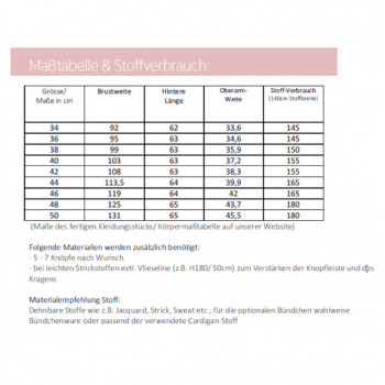 Schnittmuster Damen-Cardigan Viga