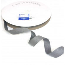Fischgrätband Recycling-Polyester 12 mm mittelgrau