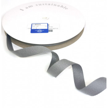 Fischgrätband Recycling-Polyester 12 mm mittelgrau
