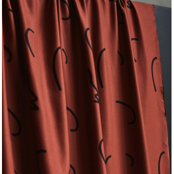 Feiner Viskose-Twill Doodle Lines sienna
