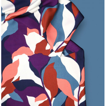 Leia Viskose-Crepe Bouquet blue
