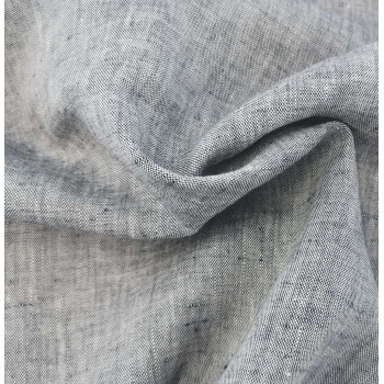 Reststück 34 cm Leinen-Chambray dunkelblau