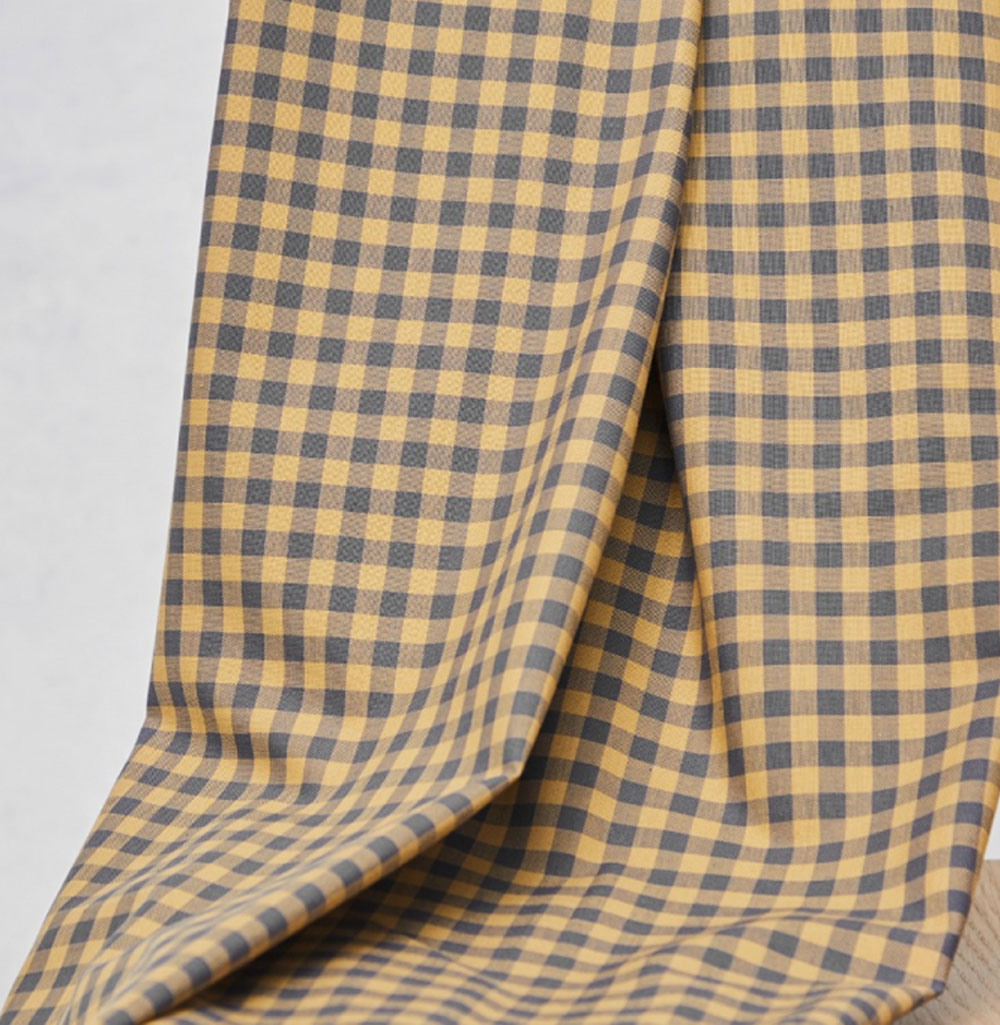 Popeline Gingham calm grey/dry mustard